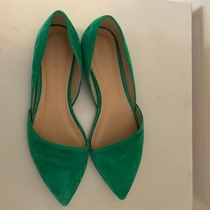 Green suede flats. Worn once, in great condition.